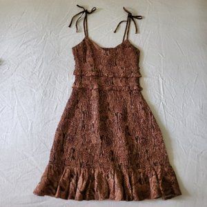 EXPRESS Animal Print Smocked Ruffle Dress